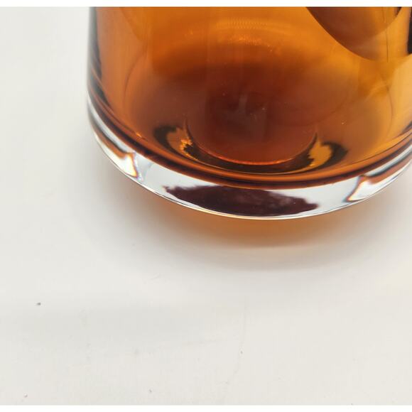 Badash Poland Amber & Clear Art Glass Vase/Candle Holder Handmade Diagonally Cut - Picture 5 of 12